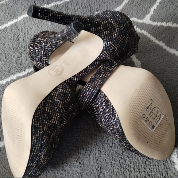 Michael Kors Animal Print Glitter Peep toe, Strappy Heels 👠 - Picture 11 of 12